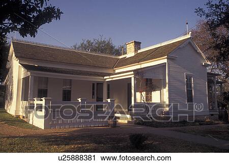 Stock Image -  Johnson City, TX, Texas, Lyndon B. Johnson's Boyhood Home, Lyndon Baines Johnson National Historic Park. Fotosearch