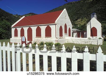 Jost Van Dyke, British Virgin Islands, Caribbean, BVI, Methodist Church with red roof and red shingles on Jost Van Dyke Island. View Large Photo Image Stock Photography - Jost Van Dyke, British Virgin Islands, Caribbean, BVI, Methodist Church with red roof and red shingles on Jost Van Dyke Island.. Fotosearch