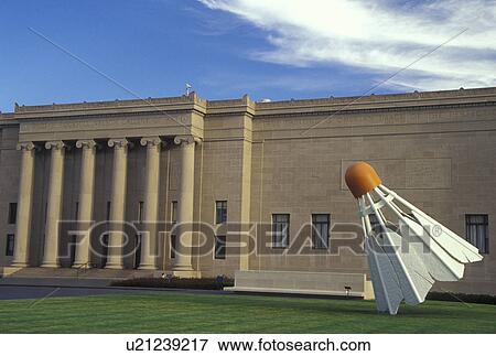 Stock Photo -  Kansas City, MO, Missouri, Giant badminton shuttlecock displayed outside The Nelson-Atkins Museum of Art. Fotosearch