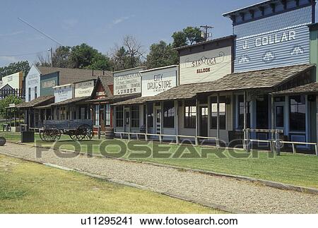 Stock Image -  KS, Dodge City, Kansas, Boot Hill Museum, INC. on Front Street. Fotosearch