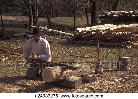 KY, Kentucky, The Land Between the Lakes National Recreation Area, The Homeplace-1850 Living History Farm, man sawing log View Large Photo Image Stock Photography - KY, Kentucky, The Land Between the Lakes National Recreation Area, The Homeplace-1850 Living History Farm, man sawing log. Fotosearch