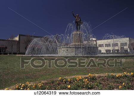 Stock Photo -  LaGrange, GA, Georgia, Lafayette Square & Fountain, statue of Marquis Lafayette. Fotosearch