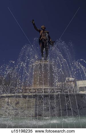 Stock Photography -  LaGrange, GA, Georgia, Lafayette Square & Fountain, statue of Marquis Lafayette. Fotosearch