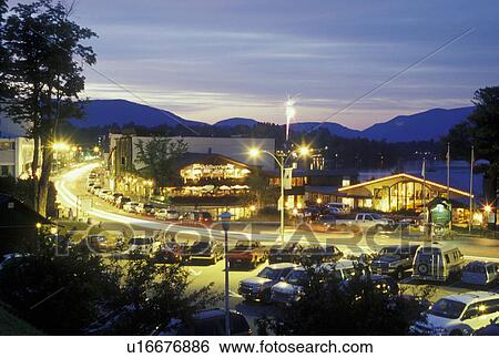 Stock Photograph -  Lake Placid, NY, New York, evening. Fotosearch