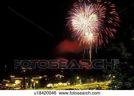 Lake Placid, NY, New York, Firework display on the 4th of July, Independence Day View Large Photo Image Stock Photograph - Lake Placid, NY, New York, Firework display on the 4th of July, Independence Day. Fotosearch