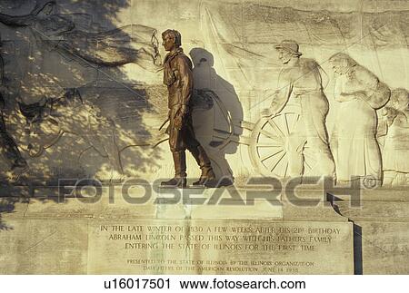Stock Image -  Lawrenceville, IL, Illinois, Lincoln Trail State Memorial at the entrance to the Lincoln Memorial Bridge . Fotosearch