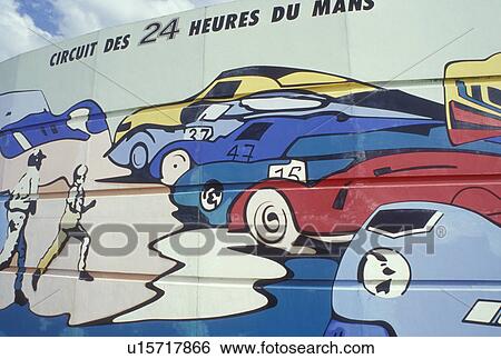 Le Mans, France, Pays de la Loire, Sarthe, Europe, Mural of the famous 24 hour Auto Race mural View Large Photo Image Stock Photograph - Le Mans, France, Pays de la Loire, Sarthe, Europe, Mural of the famous 24 hour Auto Race mural. Fotosearch