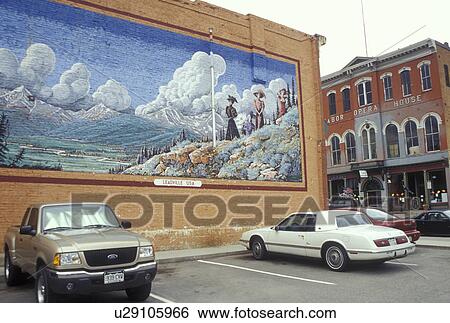 Stock Photograph -  Leadville, CO, Colorado, mural, downtown . Fotosearch