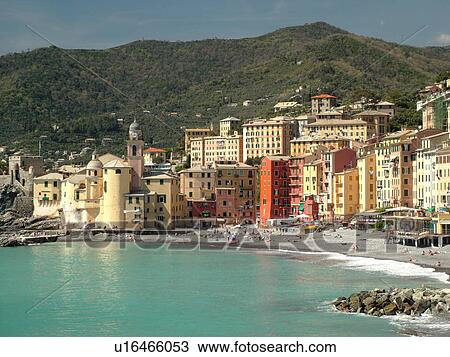 Liguria, Italy, Camogli, Riviera di Levante, Ligurian Riviera, Europe, Scenic view of the waterfront of the resort town of Camogli along the Ligurian Sea. View Large Photo Image Stock Image - Liguria, Italy, Camogli, Riviera di Levante, Ligurian Riviera, Europe, Scenic view of the waterfront of the resort town of Camogli along the Ligurian Sea.. Fotosearch