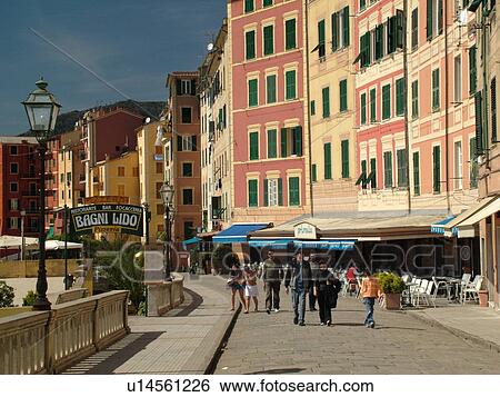Liguria, Italy, Camogli, Riviera di Levante, Ligurian Riviera, Europe, Colorful buildings along the waterfront of the resort town of Camogli along the Ligurian Sea. View Large Photo Image Stock Photograph - Liguria, Italy, Camogli, Riviera di Levante, Ligurian Riviera, Europe, Colorful buildings along the waterfront of the resort town of Camogli along the Ligurian Sea.. Fotosearch