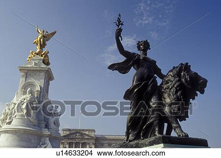 Picture -  London, England, Great Britain, United Kingdom, Europe, Queen Victoria Monument outside Buckingham Palace.. Fotosearch