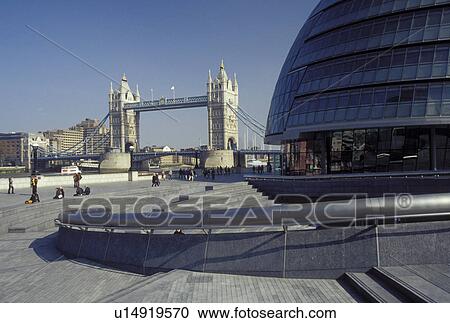 London, England, Great Britain, United Kingdom, Europe, City Hall and Tower Bridge crossing the River Thames. View Large Photo Image Stock Image - London, England, Great Britain, United Kingdom, Europe, City Hall and Tower Bridge crossing the River Thames.. Fotosearch