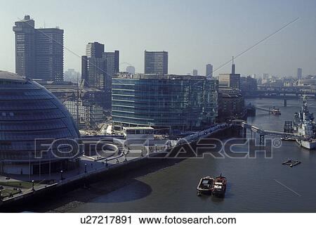 London, England, Great Britain, United Kingdom, Europe, View of London along the River Thames from Tower Bridge. View Large Photo Image Stock Image - London, England, Great Britain, United Kingdom, Europe, View of London along the River Thames from Tower Bridge.. Fotosearch
