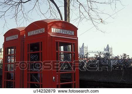 Stock Photo -  London, England, Great Britain, United Kingdom, Europe, Red telephone booths. Fotosearch