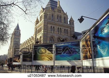 Stock Photo -  London, England, Great Britain, United Kingdom, Europe, Earth From Above photography exhibit outside the Natural History Museum. Fotosearch