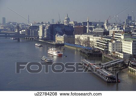 London, England, Great Britain, United Kingdom, Europe, View of London along the River Thames from Tower Bridge. View Large Photo Image Stock Photo - London, England, Great Britain, United Kingdom, Europe, View of London along the River Thames from Tower Bridge.. Fotosearch