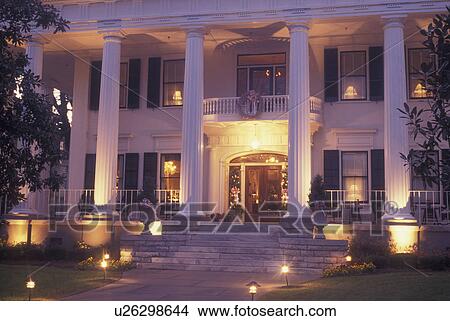 Macon, GA, Georgia, Historic Macon, 1842 Inn, Greek Revival House, evening View Large Photo Image Picture - Macon, GA, Georgia, Historic Macon, 1842 Inn, Greek Revival House, evening. Fotosearch