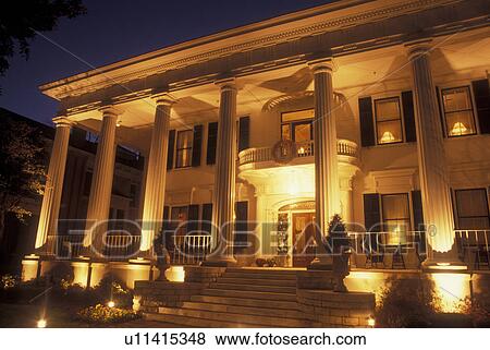 Macon, GA, Georgia, Historic Macon, 1842 Inn, Greek Revival House, evening View Large Photo Image Stock Photo - Macon, GA, Georgia, Historic Macon, 1842 Inn, Greek Revival House, evening. Fotosearch