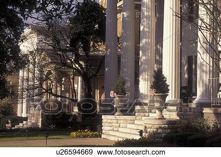 Stock Photo -  Macon, GA, Georgia, Historic Macon, 1842 Inn, Greek Revival House. Fotosearch