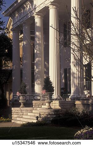 Stock Photograph -  Macon, GA, Georgia, Historic Macon, 1842 Inn, Greek Revival House. Fotosearch