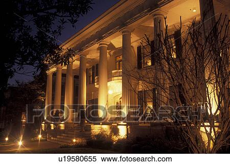 Macon, GA, Georgia, Historic Macon, 1842 Inn, Greek Revival House, evening View Large Photo Image Stock Photography - Macon, GA, Georgia, Historic Macon, 1842 Inn, Greek Revival House, evening. Fotosearch