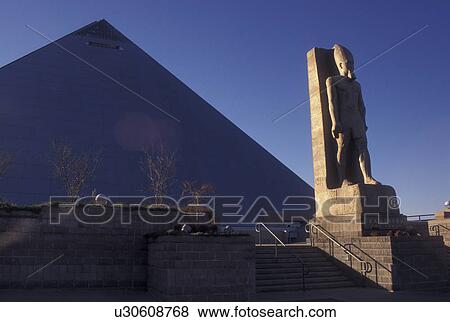 Memphis, TN, Tennessee, 20 foot tall statue of Pharaoh Ramses The Great at The Pyramid View Large Photo Image Stock Photo - Memphis, TN, Tennessee, 20 foot tall statue of Pharaoh Ramses The Great at The Pyramid. Fotosearch