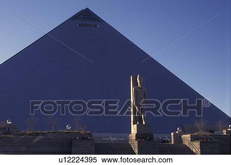 Memphis, TN, Tennessee, 20 foot tall statue of Pharaoh Ramses The Great at The Pyramid, a sport and entertainment arena View Large Photo Image Stock Photography - Memphis, TN, Tennessee, 20 foot tall statue of Pharaoh Ramses The Great at The Pyramid, a sport and entertainment arena. Fotosearch