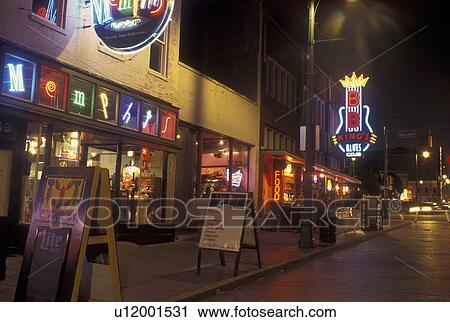 Memphis, TN, Tennessee, Blues Clubs along Beale Street, evening, neon lights View Large Photo Image Stock Image - Memphis, TN, Tennessee, Blues Clubs along Beale Street, evening, neon lights. Fotosearch