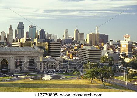 Stock Photography -  MO, Missouri, Kansas City, Union Station, downtown skyline. Fotosearch
