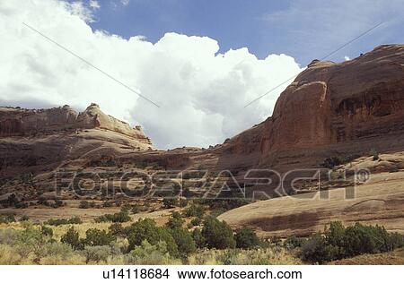 Picture -  Moab, UT, Utah, Hole 'N The Rock, Sandstone rock formations at Hole 'N The Rock in Moab. . Fotosearch