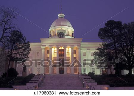 Stock Image -  Montgomery, AL, Alabama, Alabama State Capitol, evening. Fotosearch