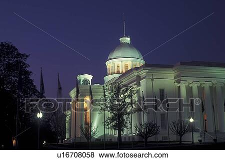 Stock Photo -  Montgomery, AL, Alabama, Alabama State Capitol, evening. Fotosearch