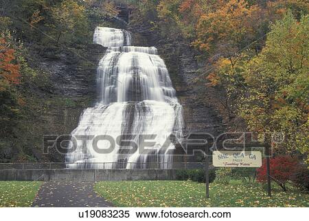 Montour Falls, NY, New York, Finger Lakes Region, She-Qua-Ga Falls, waterfall, autumn View Large Photo Image Stock Photography - Montour Falls, NY, New York, Finger Lakes Region, She-Qua-Ga Falls, waterfall, autumn. Fotosearch