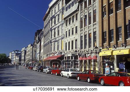 Montreal, Canada, Quebec, Buildings along the road at the Old Port (Vieux Port) in Old Montreal (Vieux Montreal). View Large Photo Image Stock Image - Montreal, Canada, Quebec, Buildings along the road at the Old Port (Vieux Port) in Old Montreal (Vieux Montreal).. Fotosearch