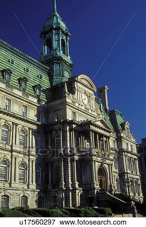 Montreal, Canada, Quebec, The Old City Hall in Old Montreal (Vieux Montreal). View Large Photo Image Stock Photo - Montreal, Canada, Quebec, The Old City Hall in Old Montreal (Vieux Montreal).. Fotosearch