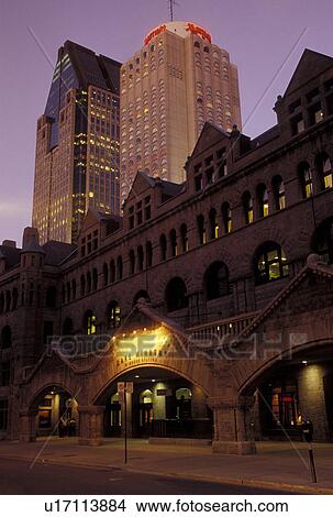 Montreal, Canada, Quebec, Windsor Train Station in the evening in downtown Montreal. View Large Photo Image Picture - Montreal, Canada, Quebec, Windsor Train Station in the evening in downtown Montreal.. Fotosearch