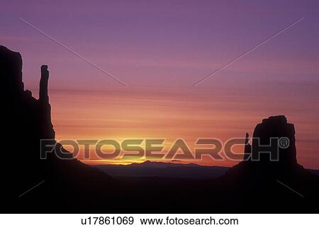 Monument Valley Navajo Tribal Park, AZ, Arizona, The Mittens Butte, sunrise View Large Photo Image Stock Photo - Monument Valley Navajo Tribal Park, AZ, Arizona, The Mittens Butte, sunrise. Fotosearch