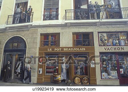 mural, fresque, Lyon, France, Rhone-Alpes, Europe, La Fresque des Lyonnais in downtown Lyon. View Large Photo Image Stock Photo - mural, fresque, Lyon, France, Rhone-Alpes, Europe, La Fresque des Lyonnais in downtown Lyon.. Fotosearch