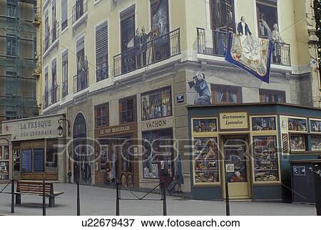 mural, fresque, Lyon, France, Rhone-Alpes, Europe, La Fresque des Lyonnais in downtown Lyon. View Large Photo Image Stock Photo - mural, fresque, Lyon, France, Rhone-Alpes, Europe, La Fresque des Lyonnais in downtown Lyon.. Fotosearch