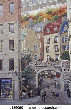 mural, Quebec City, Canada, Quebec, Fresque des Quebecois in Vieux Quebec (Old Quebec). View Large Photo Image Stock Image - mural, Quebec City, Canada, Quebec, Fresque des Quebecois in Vieux Quebec (Old Quebec).. Fotosearch