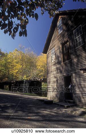 Stock Image -  NC, North Carolina, Great Smoky Mountains National Park, Mingus Mill, fall, grist mill. Fotosearch