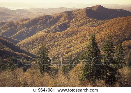 Stock Image -  NC, North Carolina, Nantahala National Forest, mountains, fall. Fotosearch