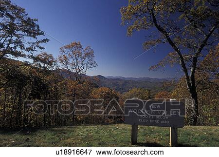 Stock Photo -  NC, North Carolina, Pisgah National Forest, Blue Ridge Parkway, Woodfin Valley, mountains, fall. Fotosearch