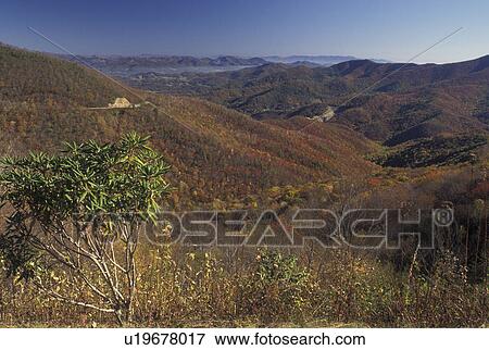 Stock Photo -  NC, North Carolina, Pisgah National Forest, Blue Ridge Parkway, mountains, fall. Fotosearch