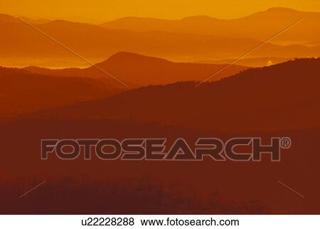 Stock Photo -  NC, North Carolina, Pisgah National Forest, mountains, sunset. Fotosearch