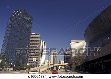 Picture -  New Orleans, LA, Louisiana, downtown, high-rise buildings next to Super Dome. Fotosearch