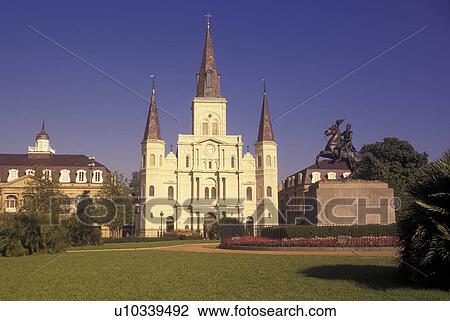 New Orleans, LA, Louisiana, French Quarter, Jackson Square, St. Louis Cathedral View Large Photo Image Stock Image - New Orleans, LA, Louisiana, French Quarter, Jackson Square, St. Louis Cathedral. Fotosearch
