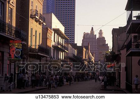 New Orleans, LA, Louisiana, French Quarter, Bourbon Street, evening View Large Photo Image Stock Image - New Orleans, LA, Louisiana, French Quarter, Bourbon Street, evening. Fotosearch