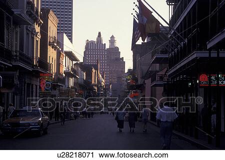 New Orleans, LA, Louisiana, French Quarter, Bourbon Street, evening View Large Photo Image Stock Image - New Orleans, LA, Louisiana, French Quarter, Bourbon Street, evening. Fotosearch
