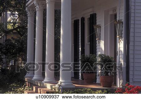 Stock Photo -  New Orleans, LA, Louisiana, Garden District, 1236 First, a Greek Revival House. Fotosearch